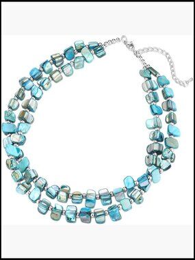 Boho Layered Shell Beaded Choker Necklace Handmade Colored Bead Holiday Jewelry
